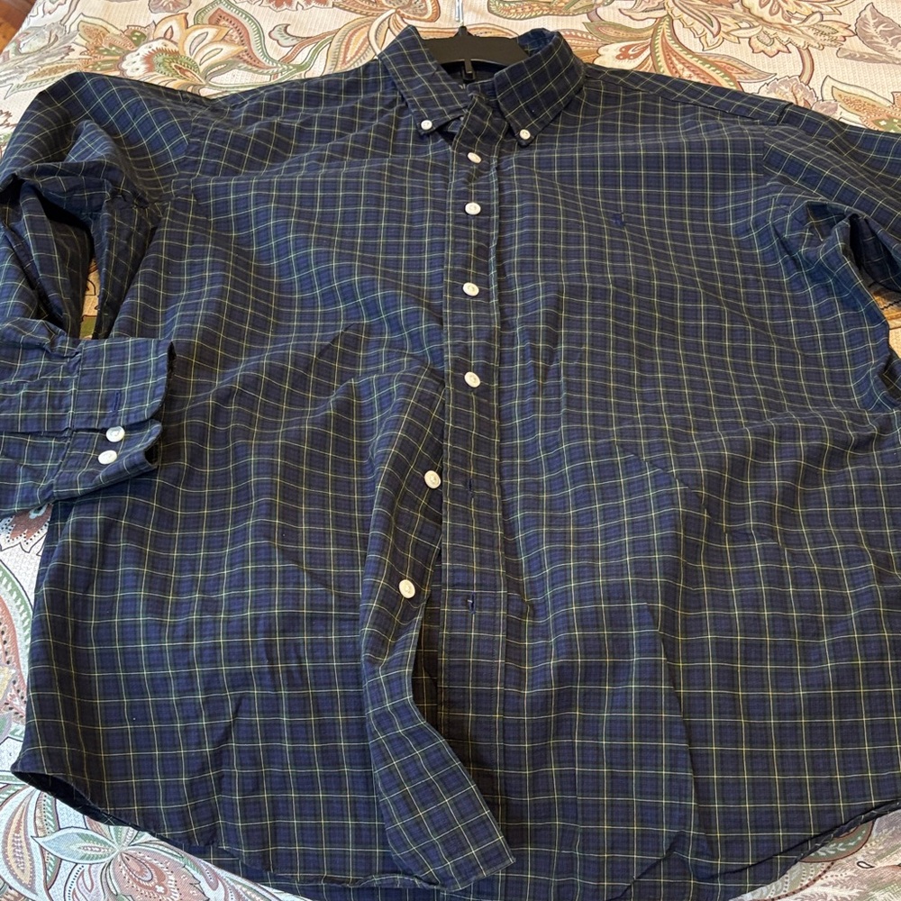 Ralph Lauren Navy and Olive Plaid Shirt